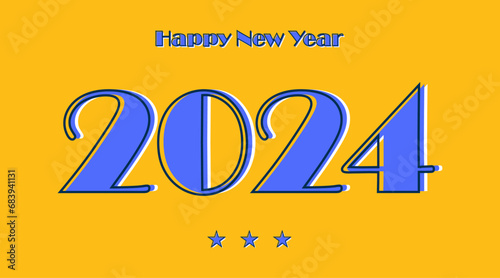 Happy new year 2024 design. colorful truncated number illustrations. vector design for poster, banner, greeting and new year 2024 celebration.