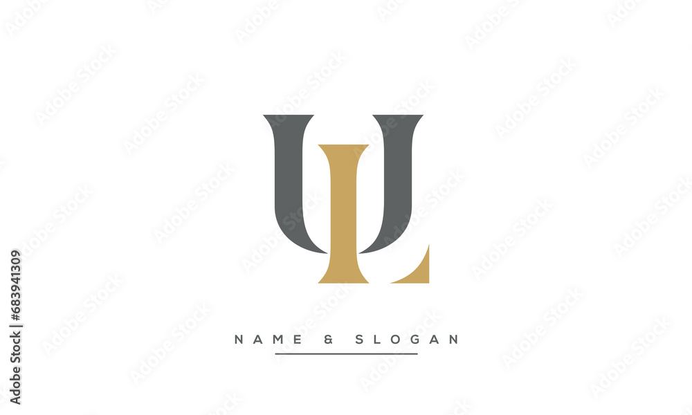 Alphabet Letters LU or UL logo Monogram Alphabet Letters LU or UL logo Monogram