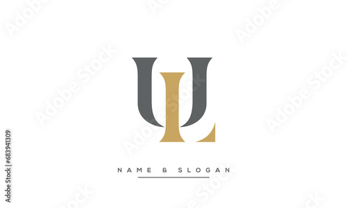 Alphabet Letters LU or UL logo Monogram