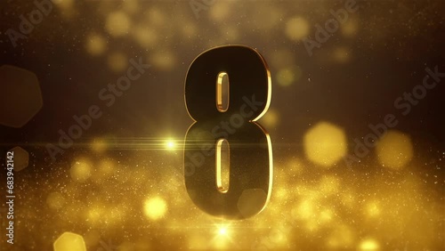 金色の背景のキラキラしたカウントダウン