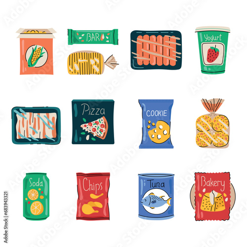 HCartoon hand drawn unprocessed food color elements.
