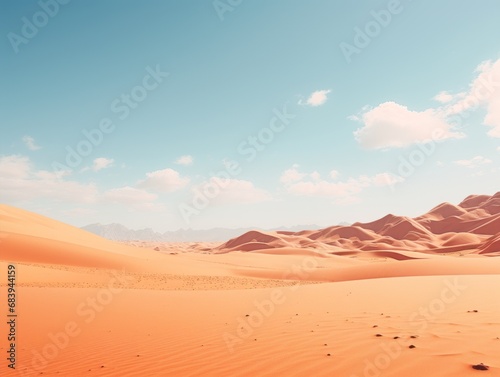 Experiencing Solitude: Stunning Sun-Drenched Desert Snapshot Generative AI © monsifdx