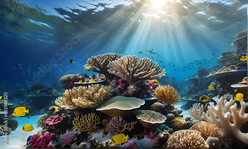 Clear and beautiful underwater scenery. Generative AI