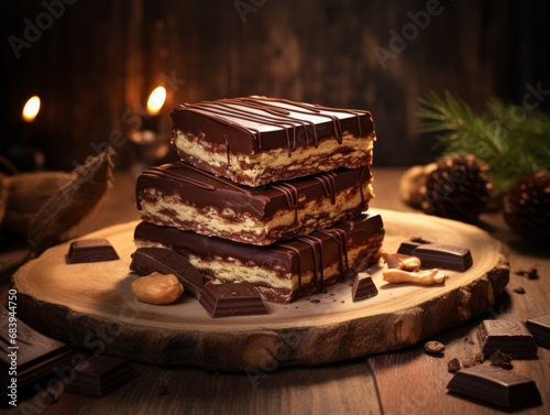 Indulge in Heavenly Chocolate Peanut Butter Squares: A Delicious DIY Treat! Generative AI photo
