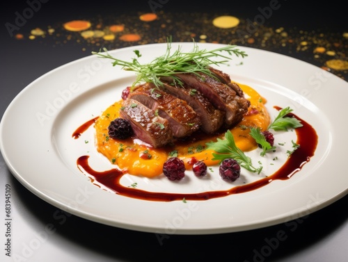 Delightful Duck with Zesty Orange & Parsley Sauce: A Feast for the Eyes! Generative AI