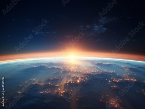 Breathtaking Sunrise From Space: Witness Our Planet Like Never Before! Generative AI © monsifdx