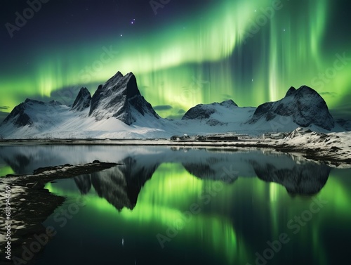 Dazzling Display: Unveiling the Enigmatic Beauty of Northern Lights in Mountain Landscape Generative AI