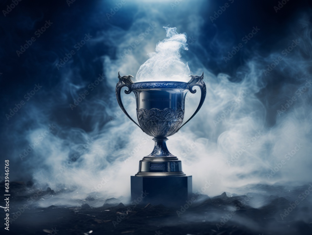 Unveiling the Mystery: Stunning Silver Trophy with Majestic Smoke Effects! Generative AI Unveiling the Mystery: Stunning Silver Trophy with Majestic Smoke Effects! Generative AI