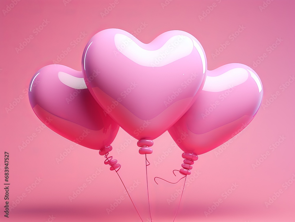 Experience Love: A Stunning Display of Pink Heart Balloons Generative AI