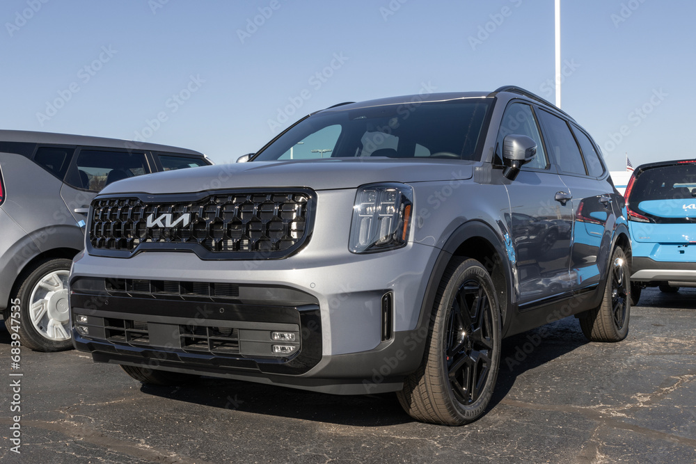 Kia Telluride XLine display at a dealership. Kia offers the Telluride