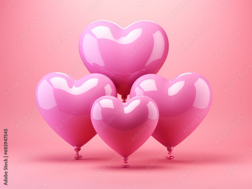 Experience Unforgettable Love: Discover The Beauty Behind Three Pink Heart Balloons Generative AI