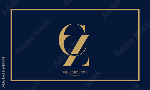 CZ or ZC Alphabet Letters Logo Monogram