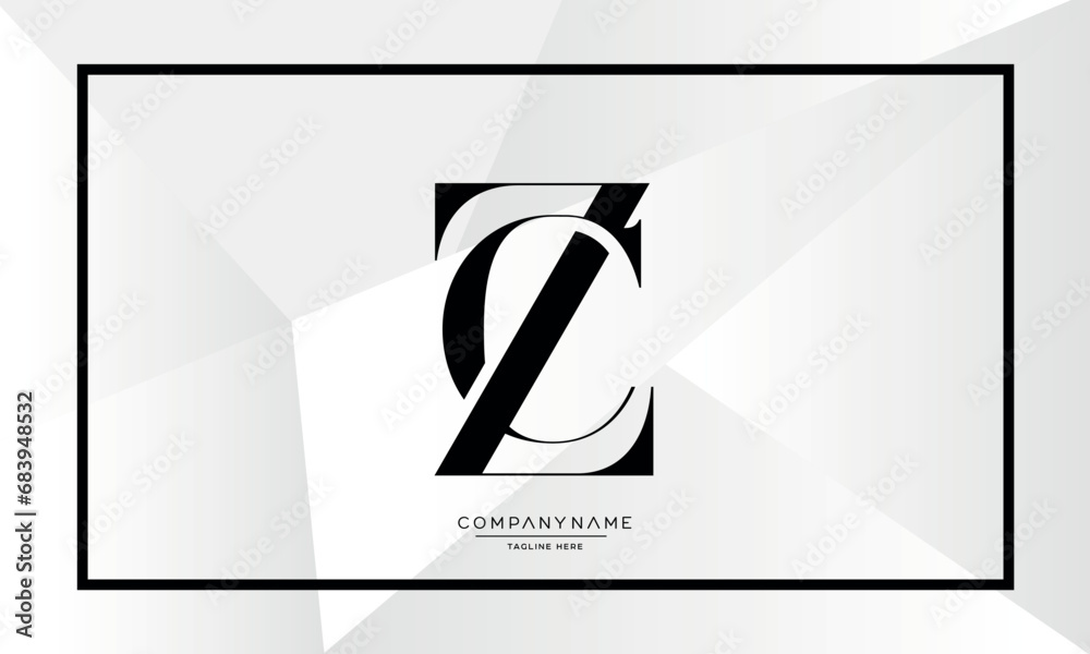 CZ or ZC Alphabet Letters Logo Monogram - obrazy, fototapety, plakaty 