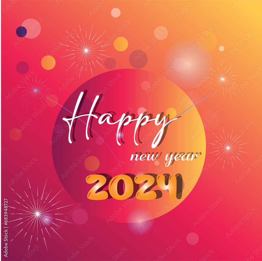 2024 New Year gold metal number. Extend Warm Wishes for a Happy New Year banner. Elegance and festive spirit.