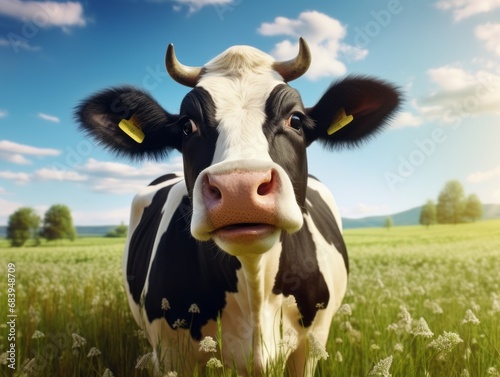 Experience a Whimsical Delight with this Cool 3D Cow Chilling in Sunglasses Out in the Fields! Generative AI