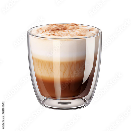 A Glass of Frothy Cappuccino Coffee on a Transparent Background