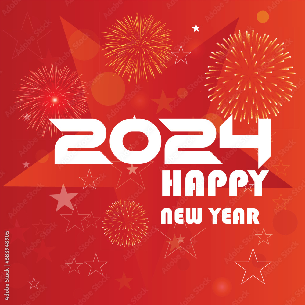 New Year 2024 Vector Design. . Premium Vector Illustration to Banner, Poster, Calendar and Happy New Year 2024.with fire works.