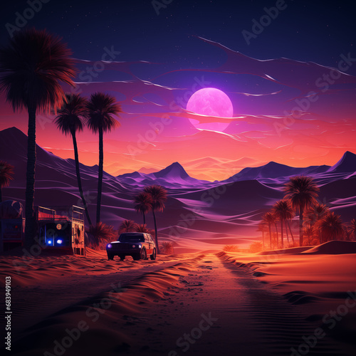 sunset in the mountains retro aesthetic