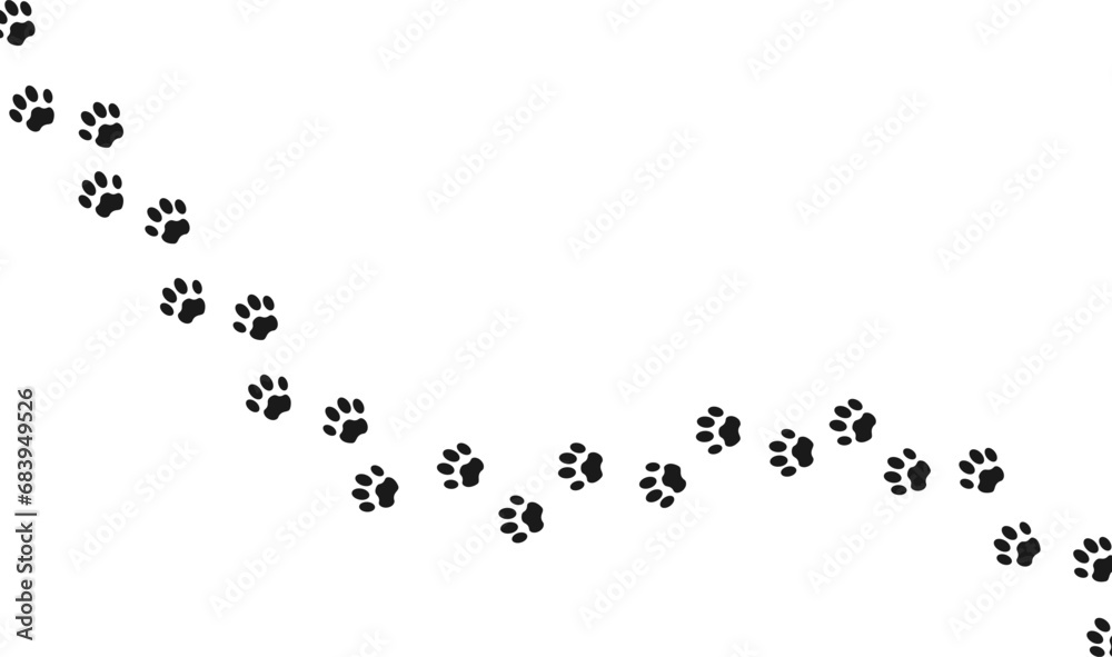 Footprints for pets, dog or cat. Isolated illustration on a white background. Vector illustration - obrazy, fototapety, plakaty 