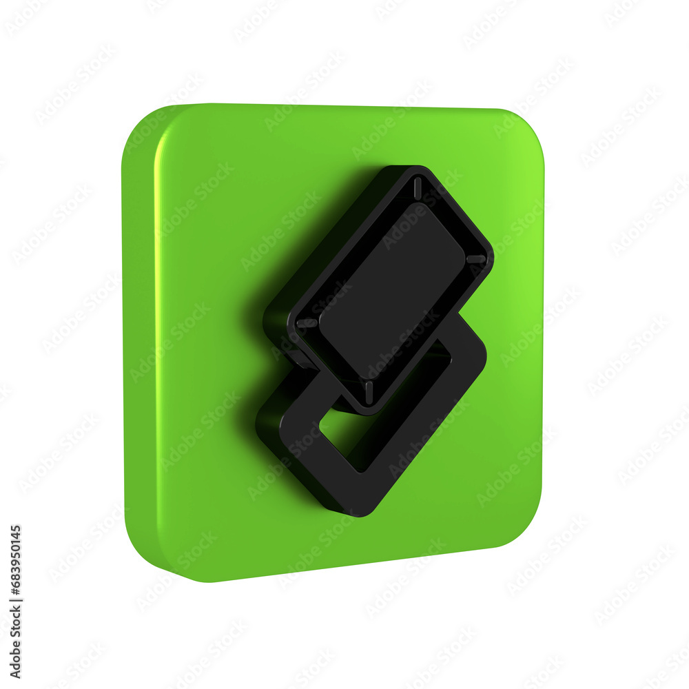 Black Gold bars icon isolated on transparent background. Banking business concept. Green square button. Black Gold bars icon isolated on transparent background. Banking business concept. Green square button.
