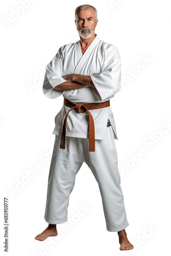 Man in kimono karate isolated transparent png