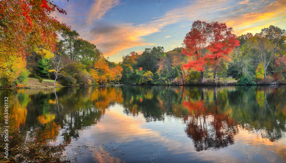 autumn colors reflecting on the lake at jack londons park autumn colors reflecting on the lake at jack londons park