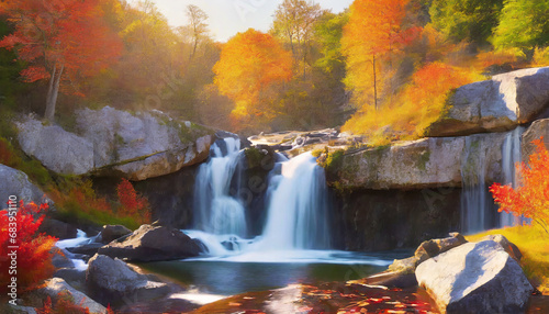 autumn colors and a waterfall from fichtel run state park photo