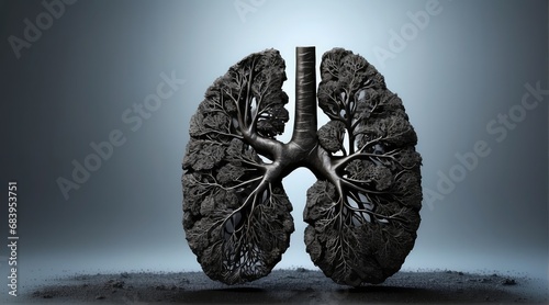 A lung made of trees filled with burning black coals, a sensation of breath and relief