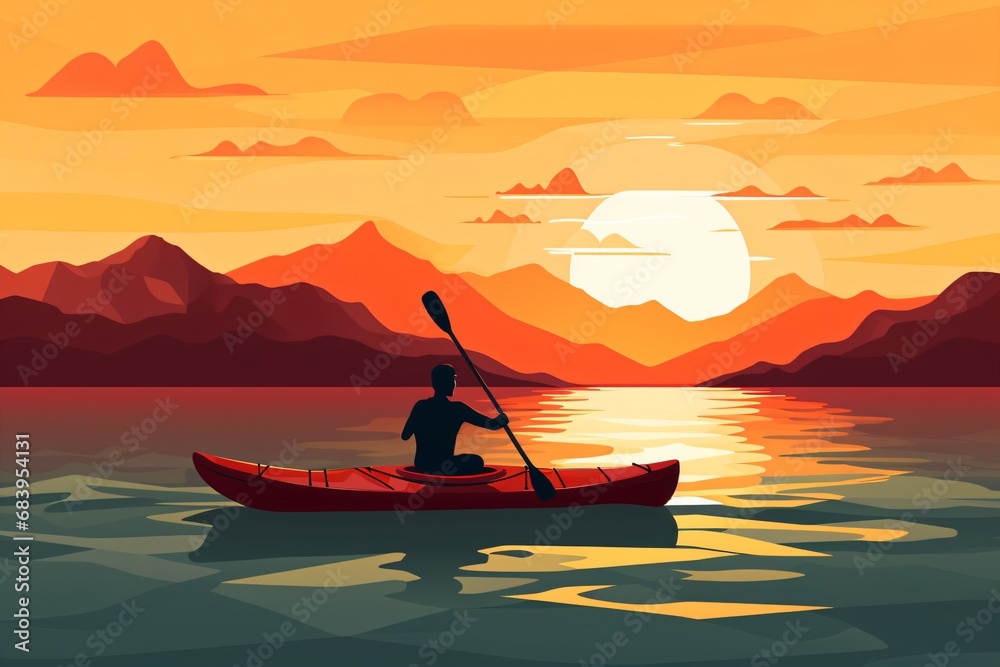 Fototapeta premium Kayaking illustration