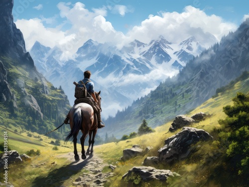 Adventure in the Wilderness Horseback Riding in the Majestic Mountain Range © AzherJawed