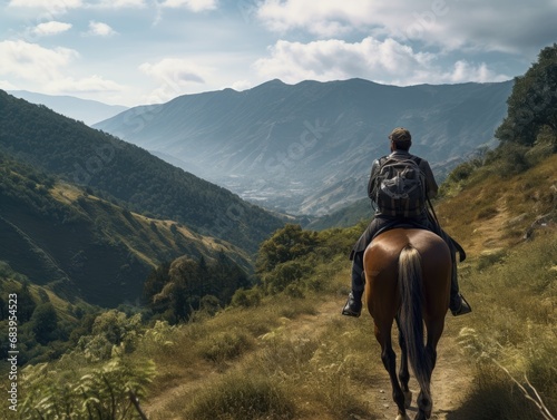Adventure Horse Riding in Beautiful Mountain Landscape