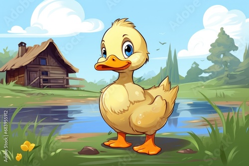 Cute Cartoon Storybook Duck...