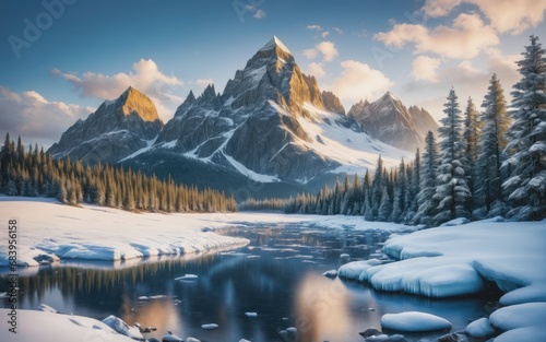 Frozen mountain landscape beauty and adventure await © Fayjun
