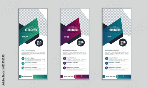 
business agency roll up banner design or pull up banner template and advertisement, polygon 
background, vector illustration, business flyer, display banner, brochure, x-banner, Standee Banner