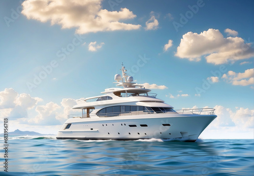 modern yacht sailing on the waves © A_A88