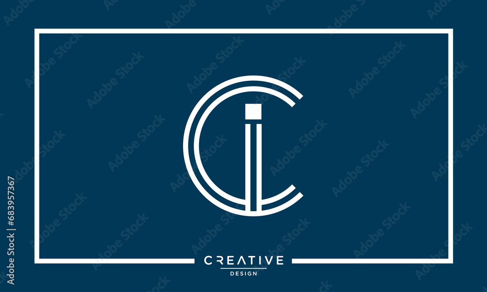 Alphabet Letters CI or IC Logo Monogram Alphabet Letters CI or IC Logo Monogram