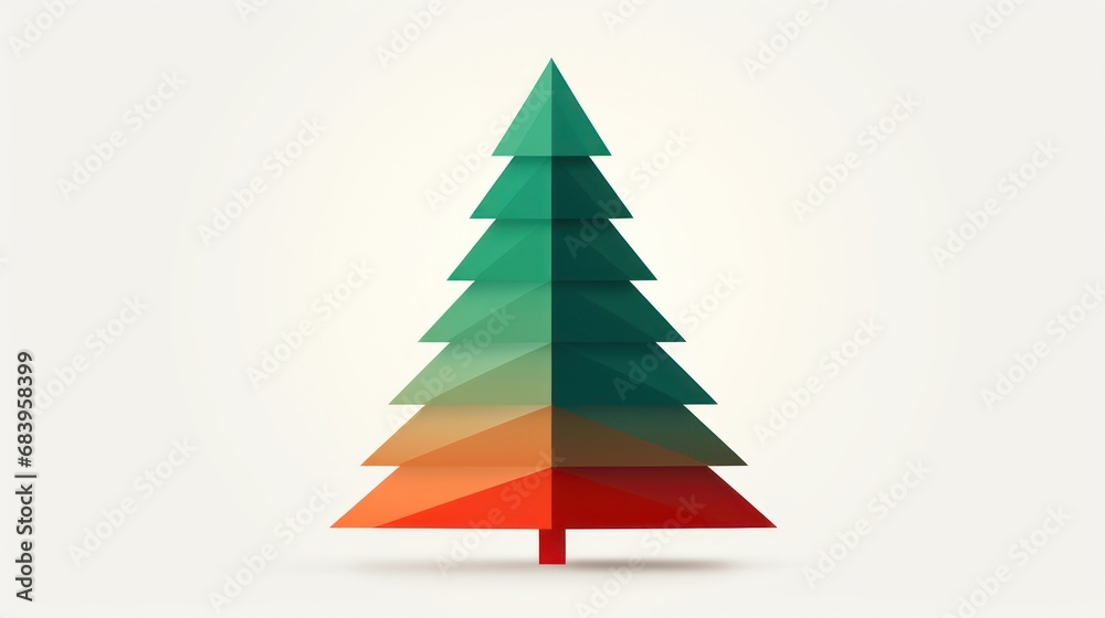  a colorful christmas tree on a white background with a shadow on the bottom of the tree and a shadow on the bottom of the tree on the bottom of the tree.