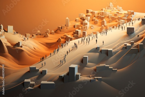 Abstract cartoon illustration of migration