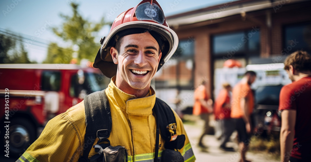 portrait of a firefighter in uniform portrait of a firefighter in uniform