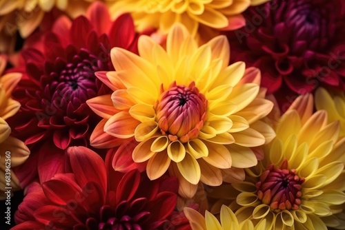 Colorful chrysanthemum flower macro shot. Colorful Flower. Stunning macro of a chrysanthemums intricate texture. © Оксана Олейник