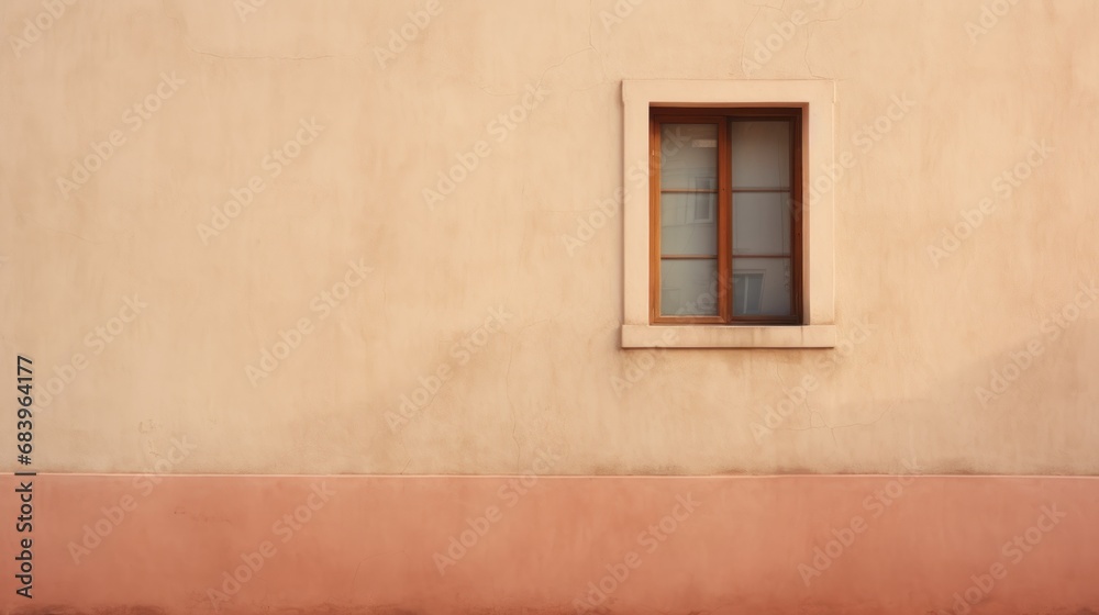  a window on the side of a building with a potted plant on the window sill in front of it.