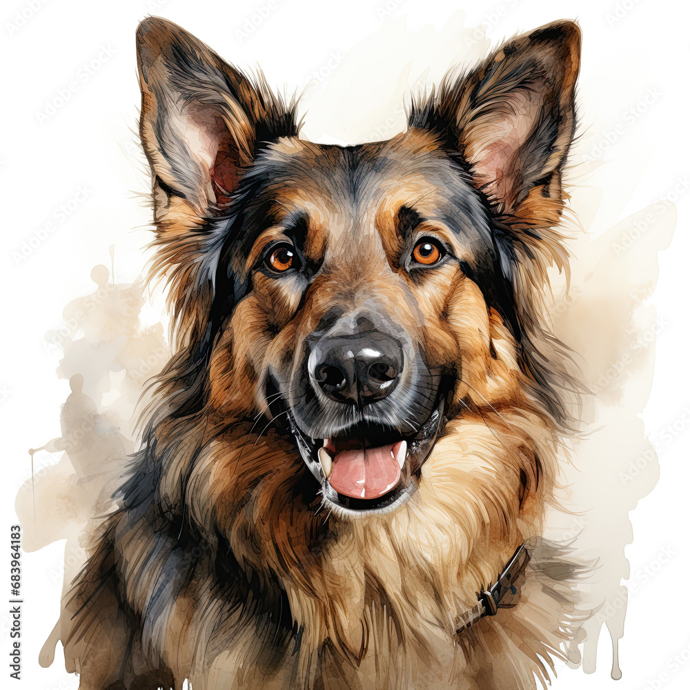 watercolor German Shepherd clipart, Generative Ai watercolor German Shepherd clipart, Generative Ai