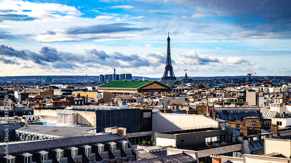 Paris skyline and building roofs  in France