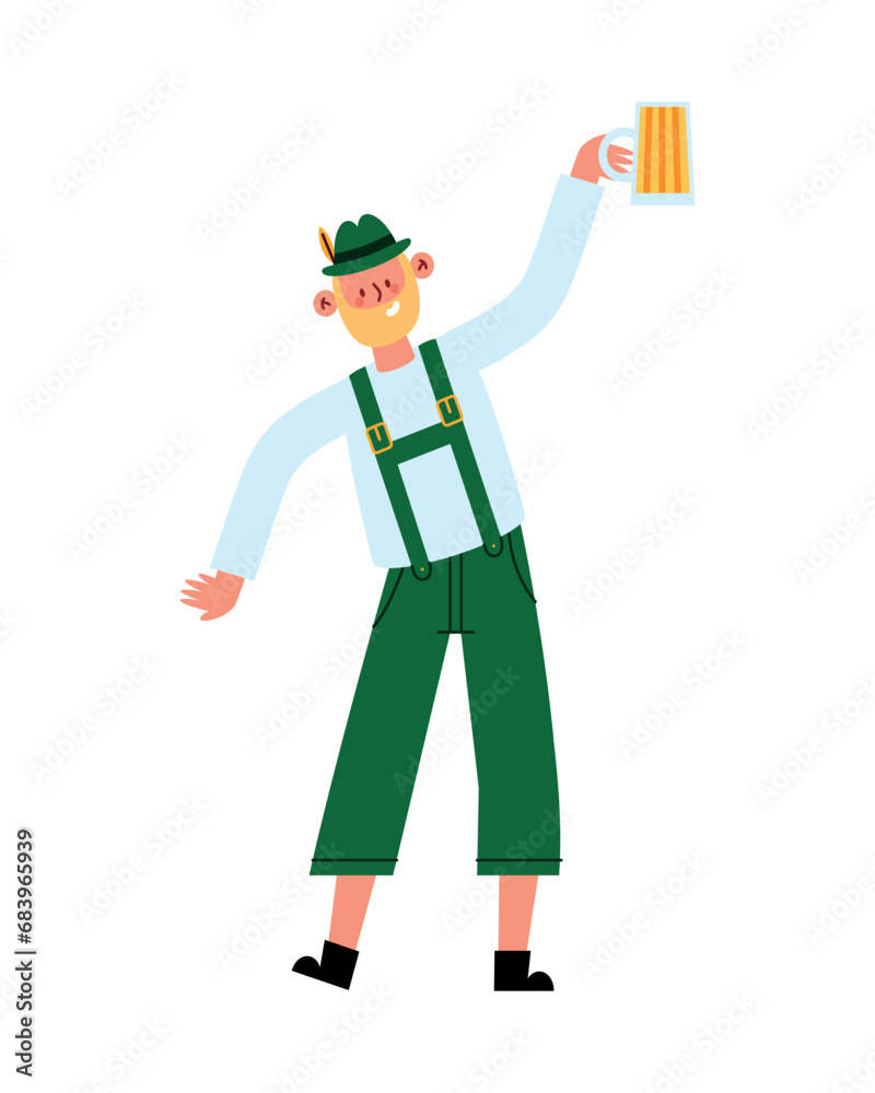 germany man with lederhosen and beer mug