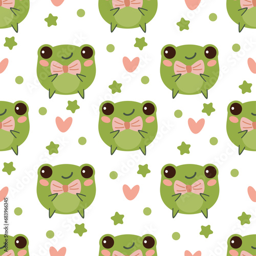 vector funny seamless childish pattern of cute frogs