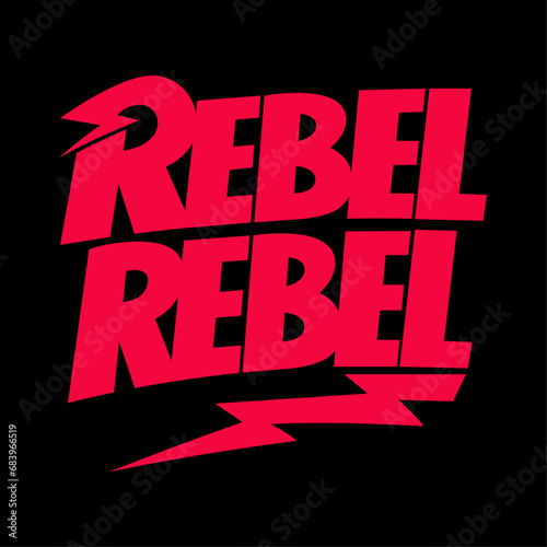 Rebel lettering Vector graphic T shirt design. Bowie Text word lettering. Download it Now