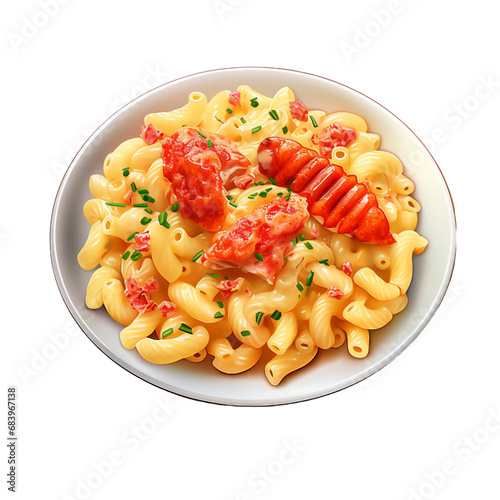A Plate of Gourmet Lobster Macaroni and Cheese Isolated on a Transparent Background