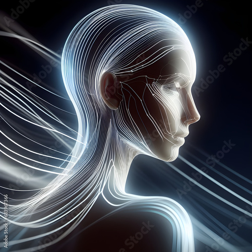 Lines of light that generate a futuristic and elegant effect with white, silver and soft blue tones, and adjusted intensity of the lines to achieve visual balance and a human figure.jpg.png