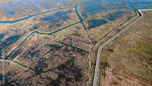 Aerial view of Ria de Aveiro (lagoon) photo