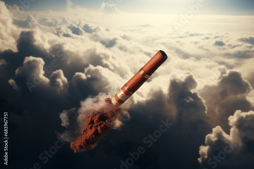 Cigare volant dans le ciel, concept d'UFO